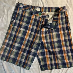 Sperry Navy, Orange & Cream Plaid Cotton Shorts